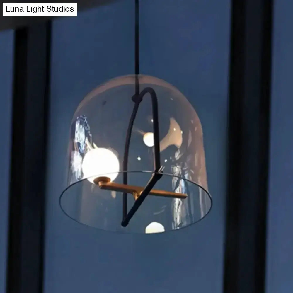 Modern clear glass cylinder pendant light with black frame for living room Decorbites on Tampa Home & Garden Store