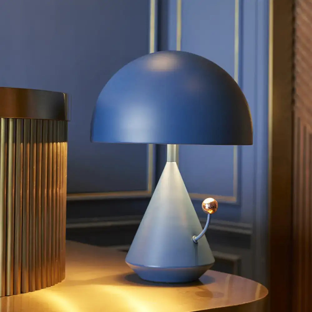 Blue Mushroom Table Lamp by Decorbites, blue dome shade atop a conical base on Tampa Home & Garden Store