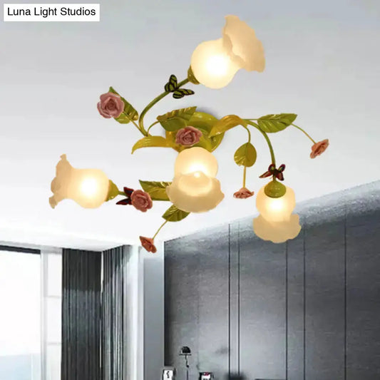 Floral pink and green butterfly ceiling light fixture by Decorbites with glass bulbs on Tampa Home & Garden Store