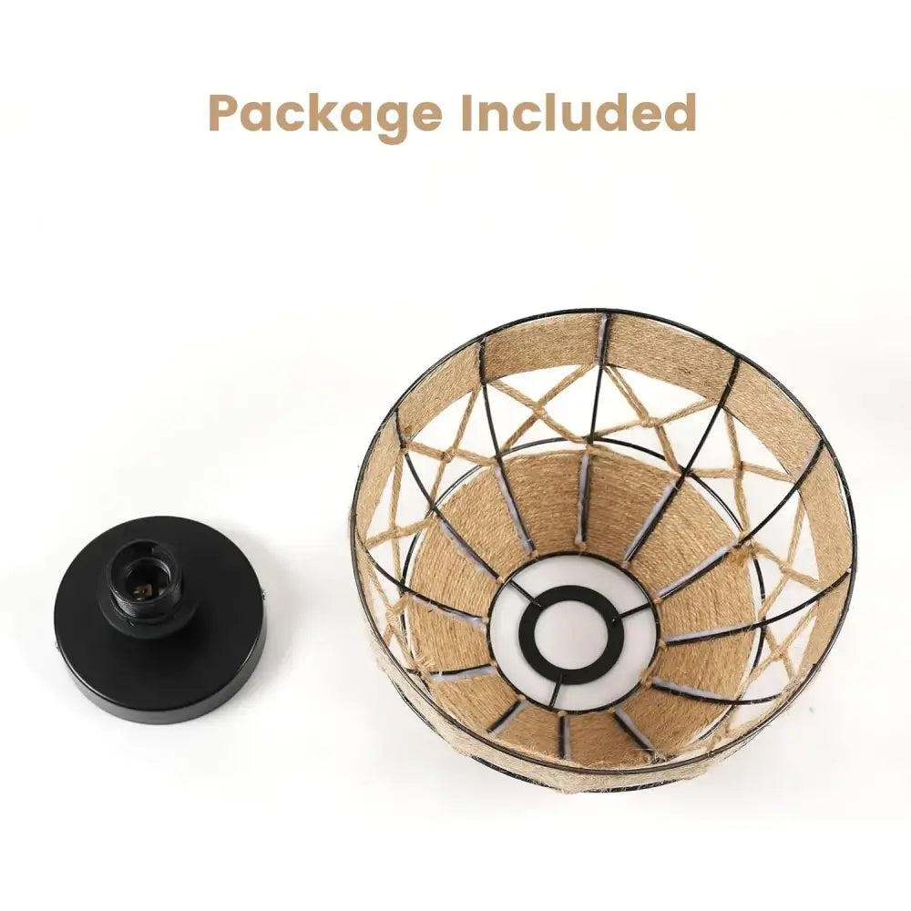 Jute hemp rope ceiling light flush mount with natural beige rope shade and wireframe on Tampa Home & Garden Store