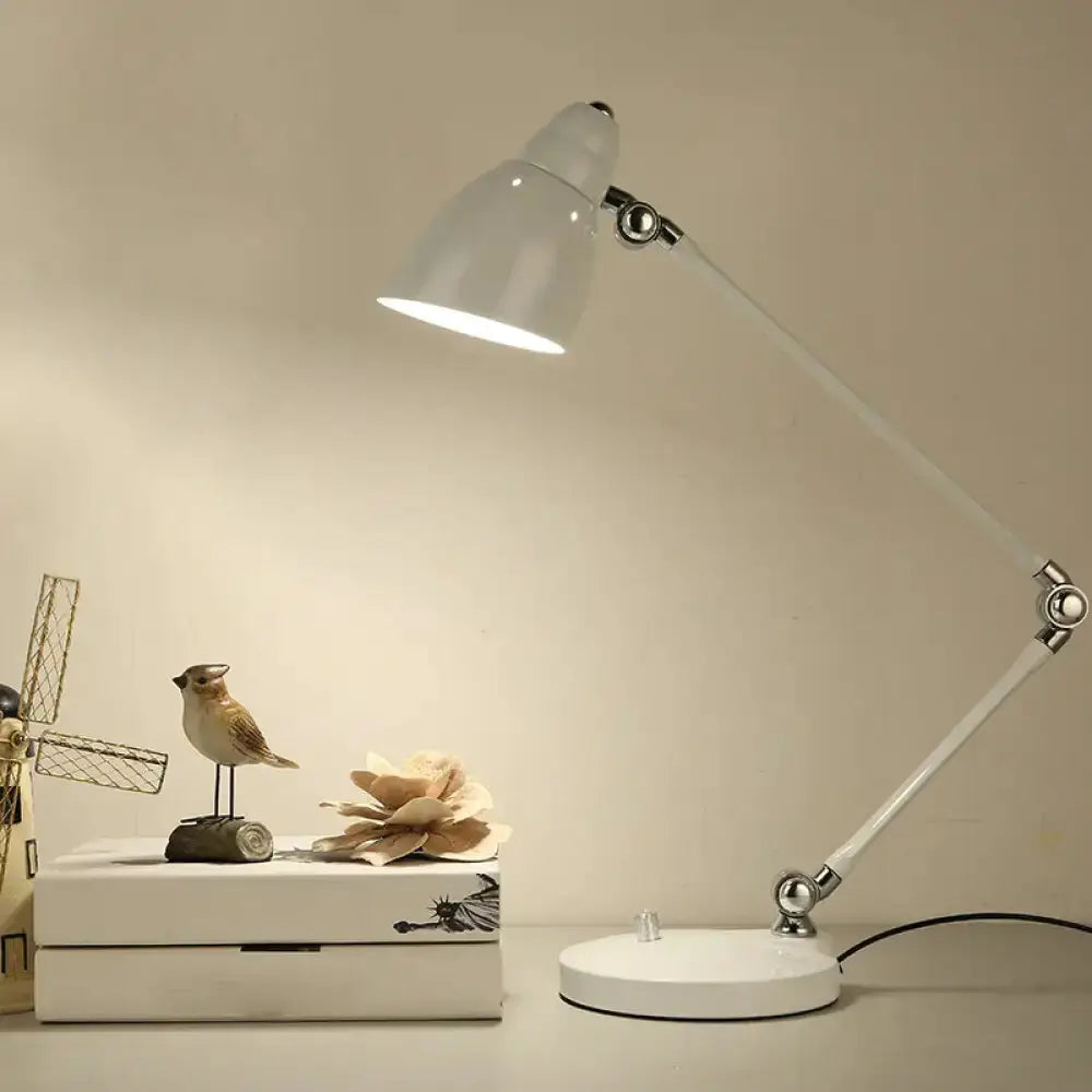 White iron bell-shaped swing-arm desk lamp by Decorbites with adjustable arm on Tampa Home & Garden Store