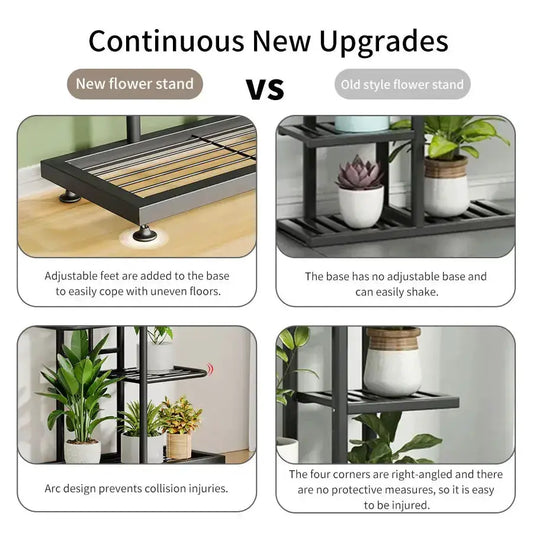 Modern black and white tiered iron plant stand by Decorbites with multiple shelves on Tampa Home & Garden Store