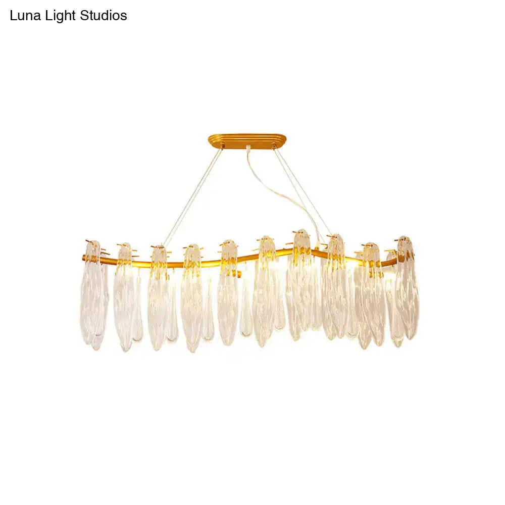 Gold Crystal Island Lamp Clear K9 Linear pendant light with crystal drops by Decorbites on Tampa Home & Garden Store