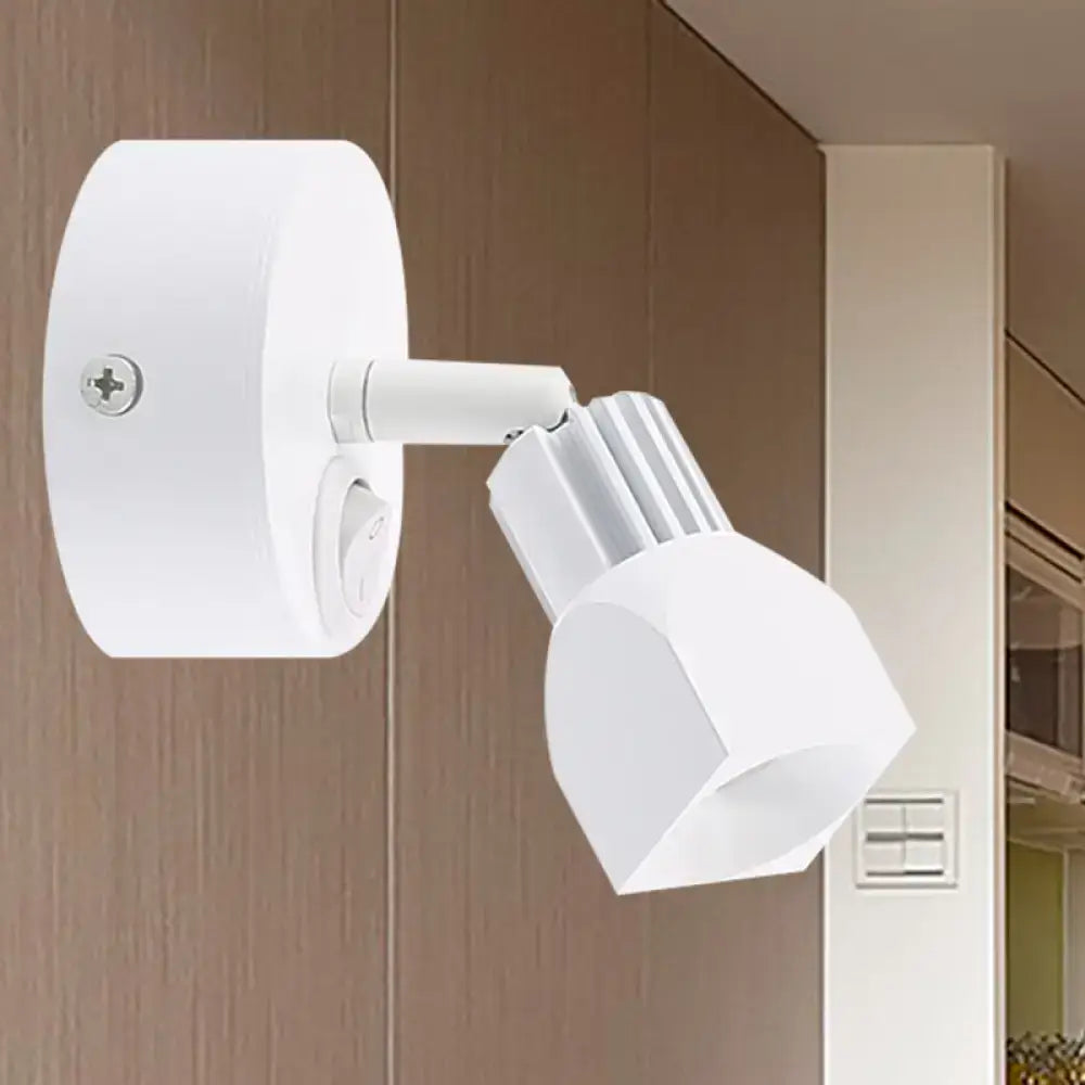 Black White Wall Lamp with white metal adjustable arm and geometric shade on Tampa Home & Garden Store