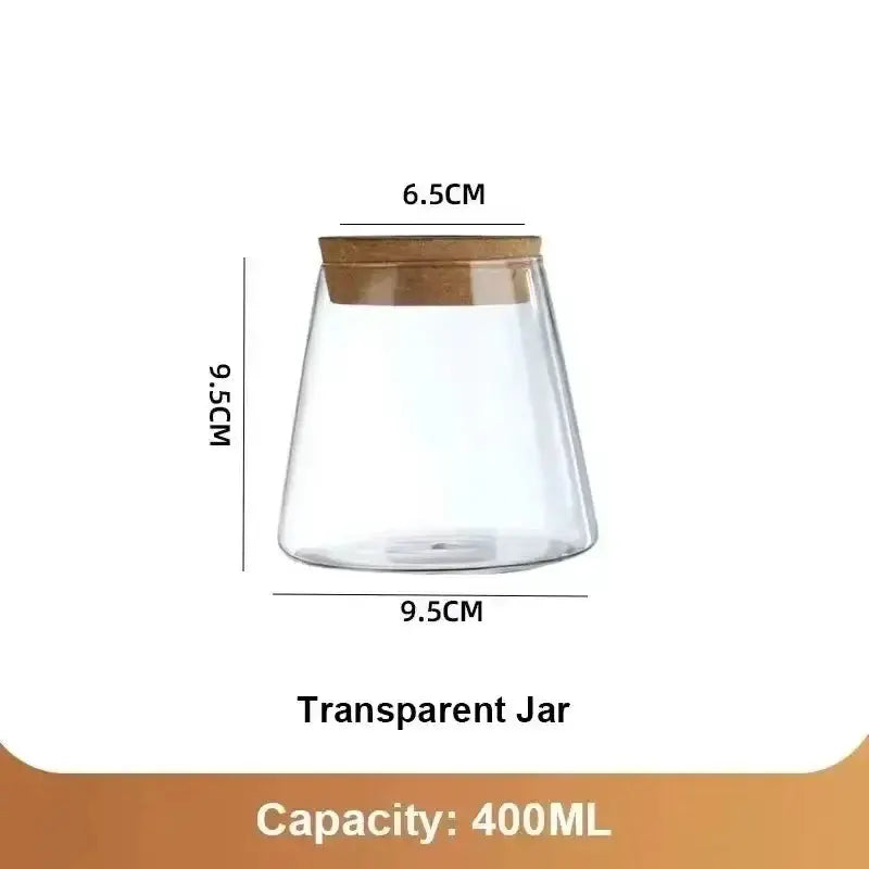 Mini Nordic glass hydroponic planter vase with bamboo lid Decorbites transparent jar 400ml on Tampa Home & Garden Store