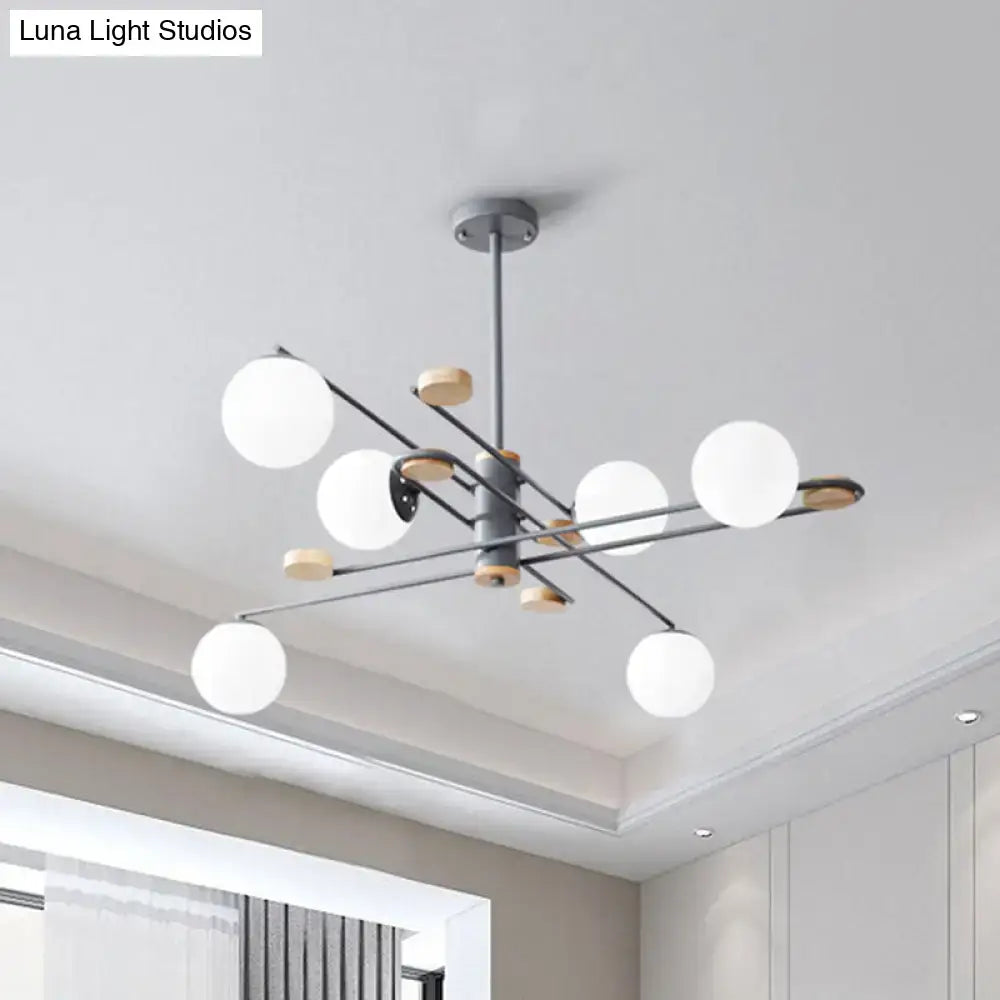 Black frosted glass chandelier six-light two-tier by Decorbites with black metal frame on Tampa Home & Garden Store
