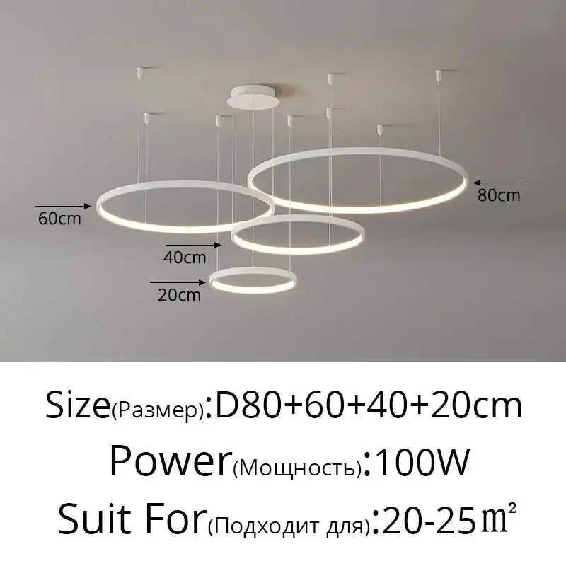Chandelier 4-ring modern black & gold pendant light by Decorbites, dimmable on Tampa Home & Garden Store