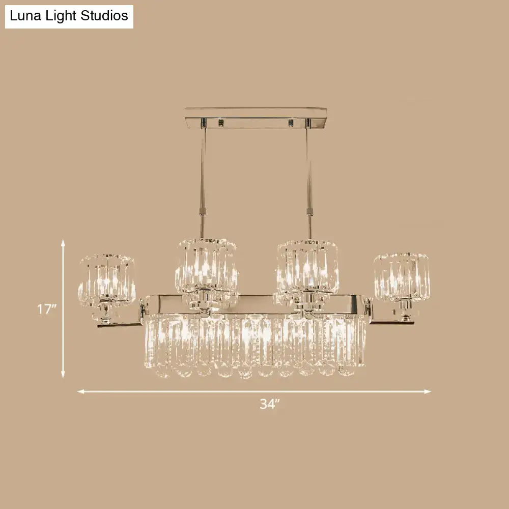 Chrome crystal island light pendant chandelier with crystal prisms and chrome bar Decorbites on Tampa Home & Garden Store