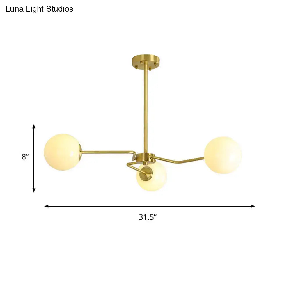 Gold Glass Ceiling Light flush-mount with brass finish and 3 glass globes by Decorbites 31.5 in on Tampa Home & Garden Store