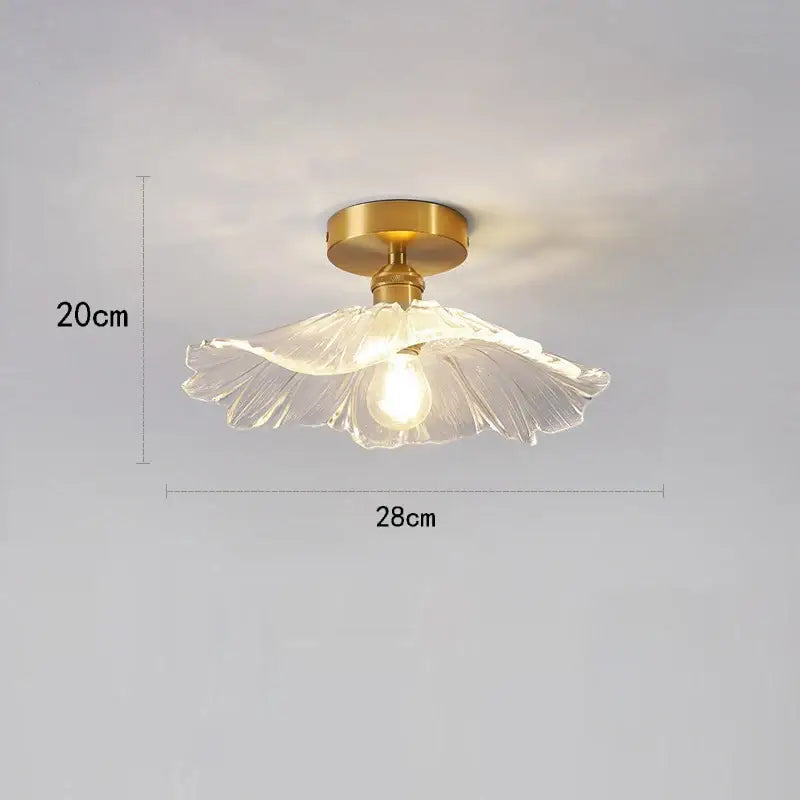 Green Leaf Ceiling Light flush mount with brass finish and glass leaf shade by Decorbites on Tampa Home & Garden Store
