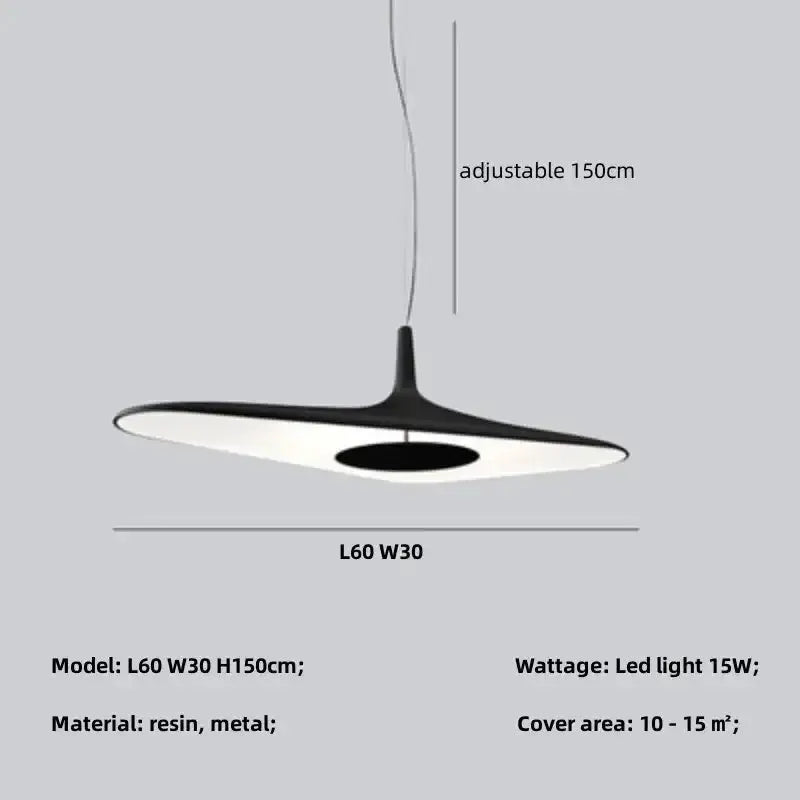 Modern Black Disc Pendant Lamp for Dining Room