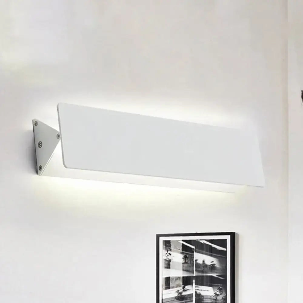 Decorbites White Linear LED Sconce, wall-mounted with angled metal bracket on Tampa Home & Garden Store