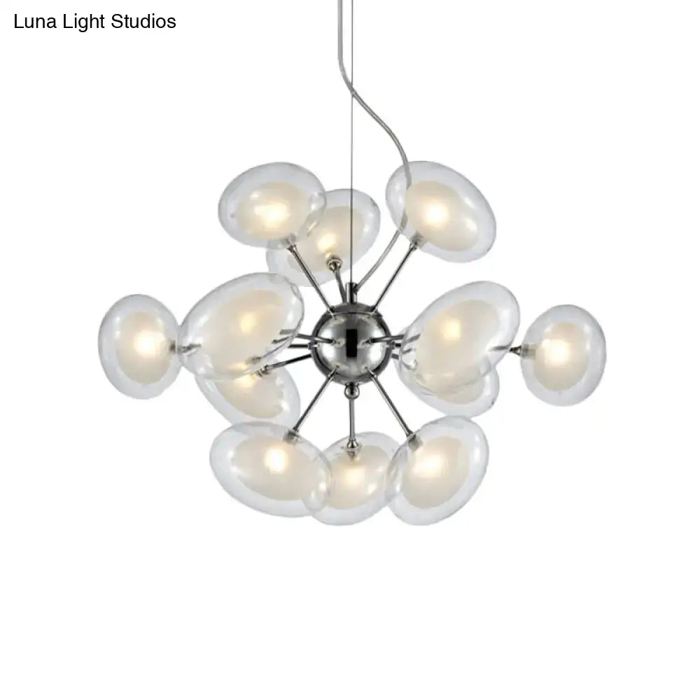 Chrome Glass Oblate Chandelier by Decorbites, chrome starburst fixture with glass bulbs on Tampa Home & Garden Store