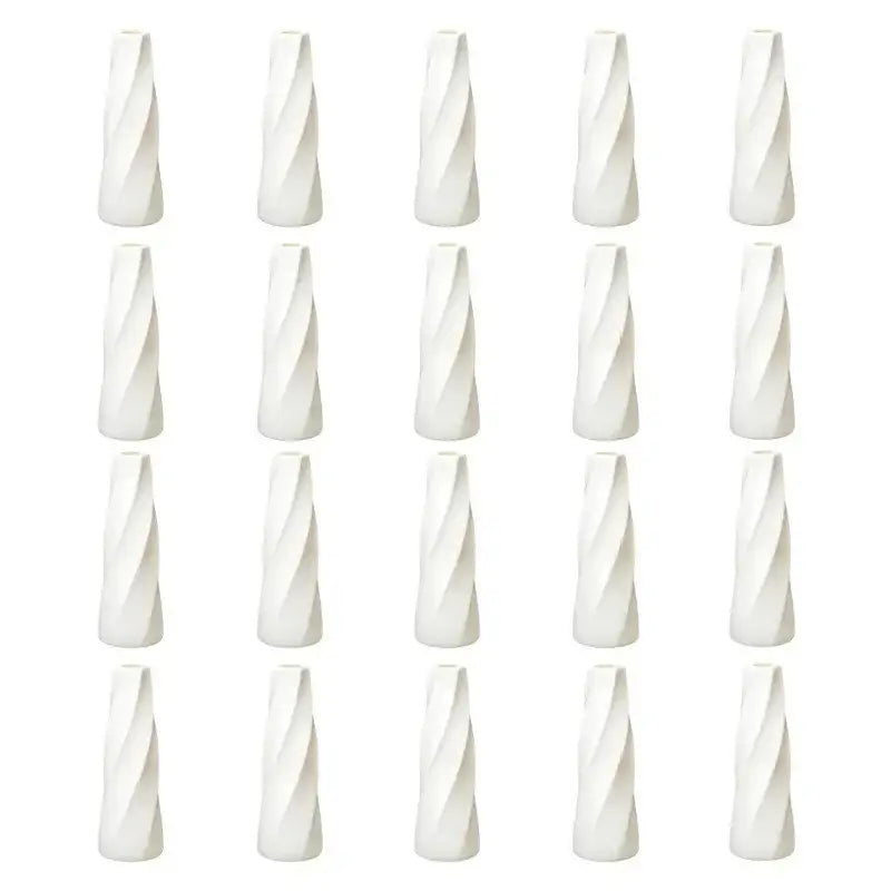 White twisted plastic vases set of 20 with spiral design on Tampa Home & Garden Store