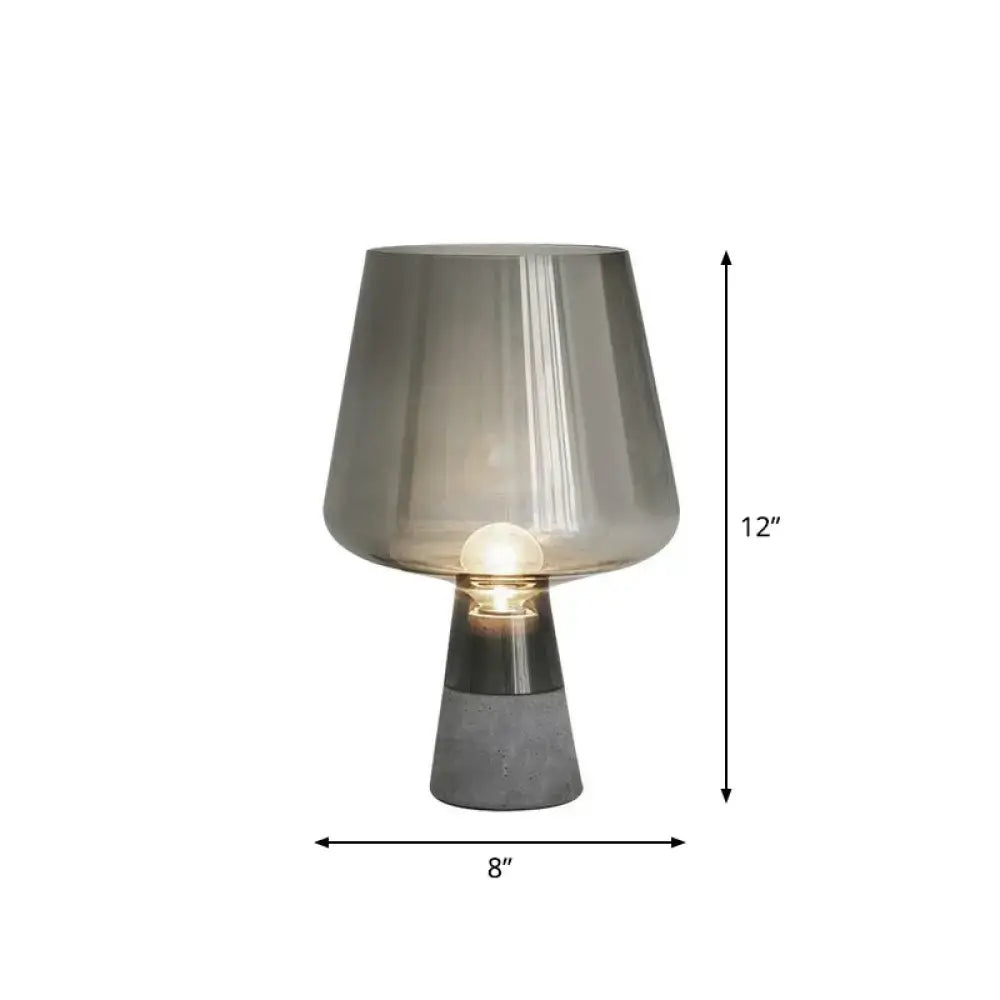 Gray Glass Cement Table Lamp by Decorbites, 12in tall, 8in diameter base on Tampa Home & Garden Store