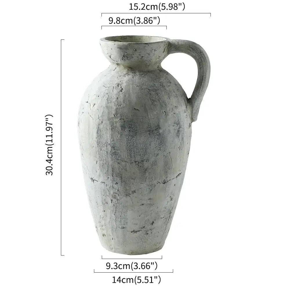 White ceramic pottery vase by Decorbites with a weathered, textured finish on Tampa Home & Garden Store