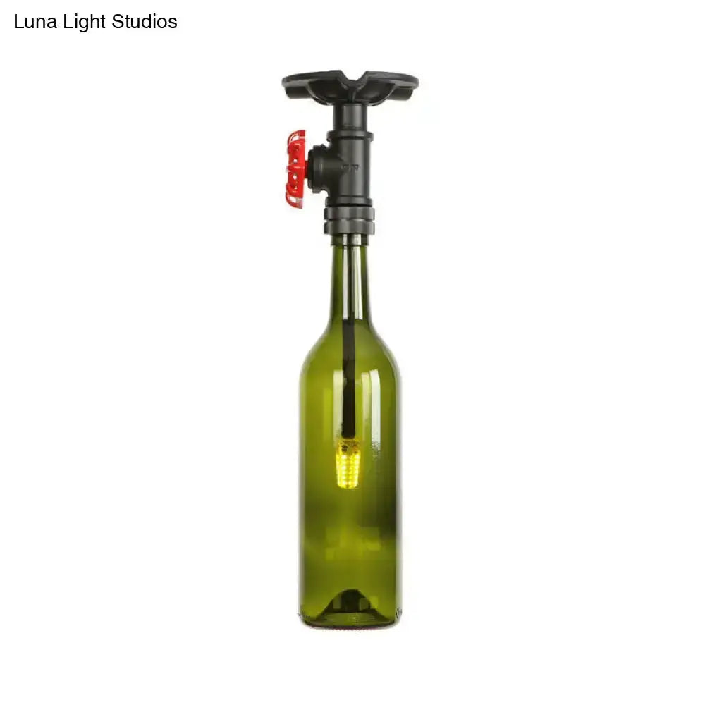 Rustic Bottle Glass Semi Flush Kitchen Lamp