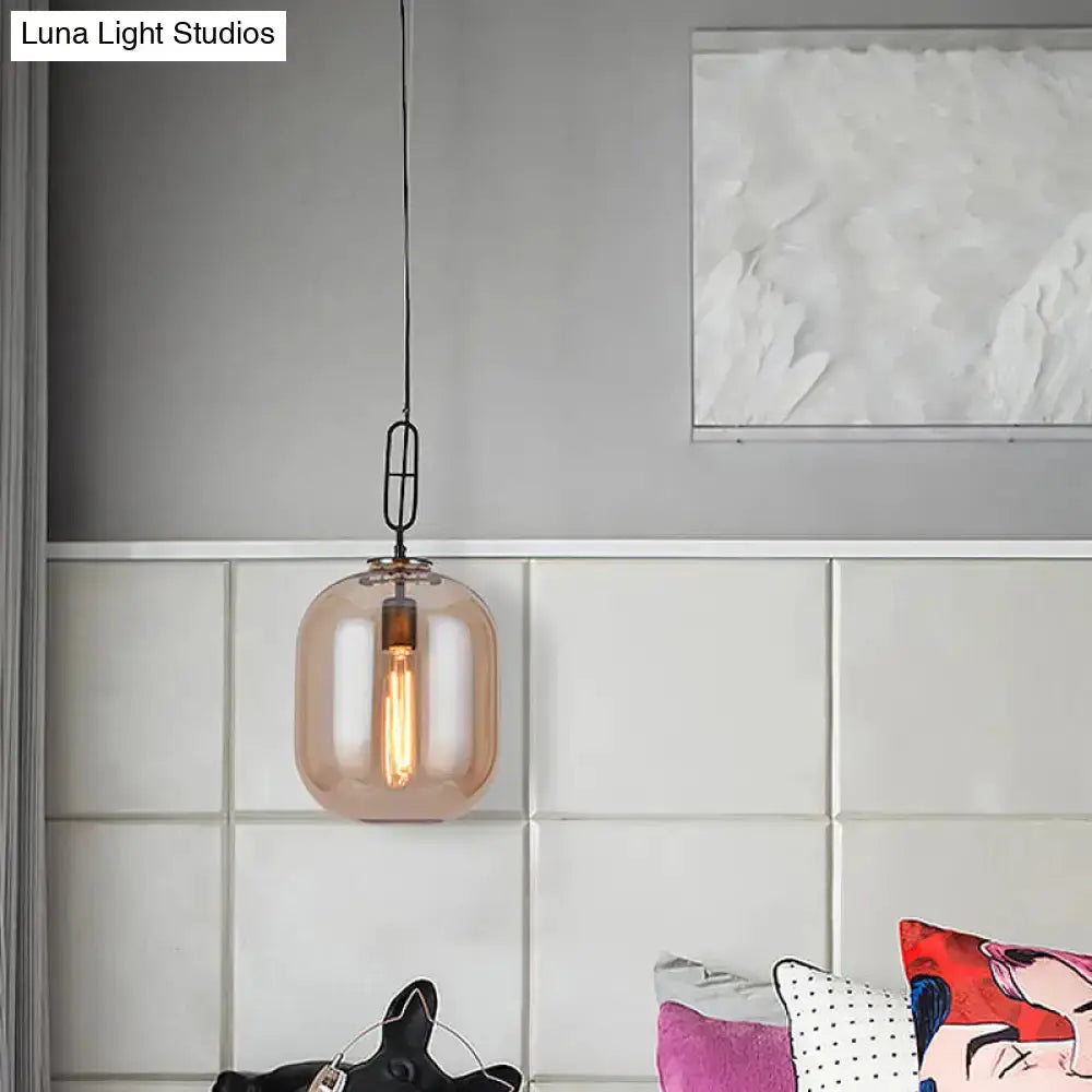 Industrial Smoke Gray and Cognac Glass Pendant