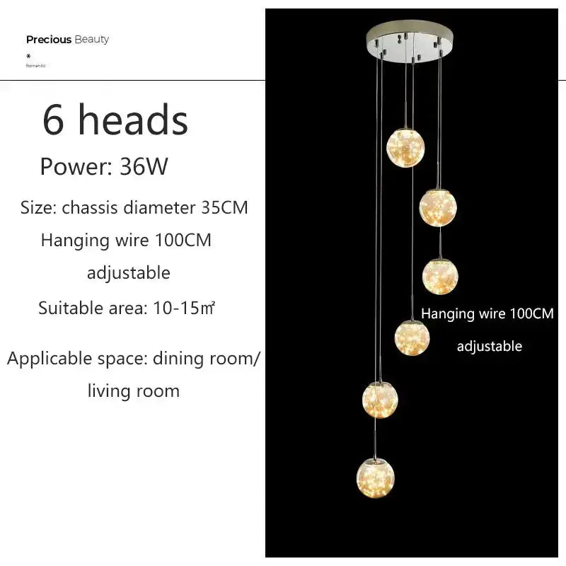 Modern spiral crystal ball chandelier Decorbites with six crystal spheres for dining room on Tampa Home & Garden Store