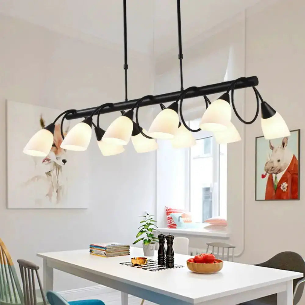 Decorbites traditional milky-glass pendant light in black with frosted shades on Tampa Home & Garden Store