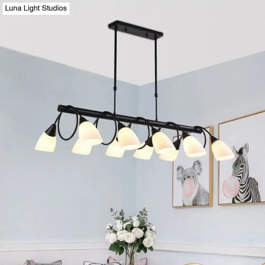 Traditional Milky Glass Pendant Light Fixture - 6/8/10 Lights - Black Hanging Lamp Kit - Tampa Home & Garden Store