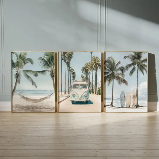 Tropical Surfboard Travel Wall Art Set