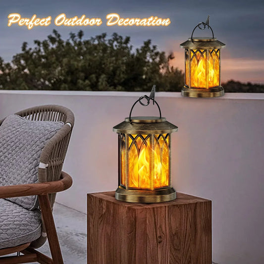 Upgraded Flickering Flame Solar Lanterns - 2 Pack