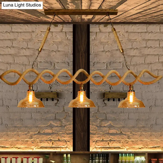 Vintage Amber Glass Pendant Light with Beige Barn Island Design - 2/3 Lights - Tampa Home & Garden Store