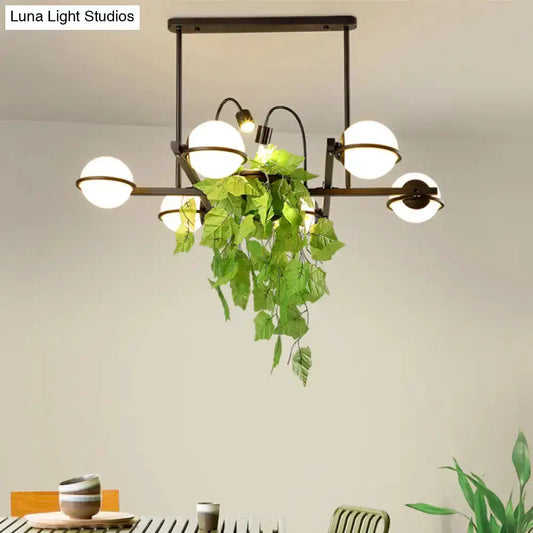 Vintage Metal Ball Island Light Fixture in black metal with white glass globes Decorbites on Tampa Home & Garden Store