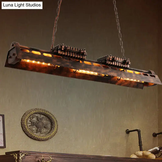 Vintage Metal Rust Linear Island Lighting Fixture with 3 Pendant Lamps for Bar Ceiling - Tampa Home & Garden Store