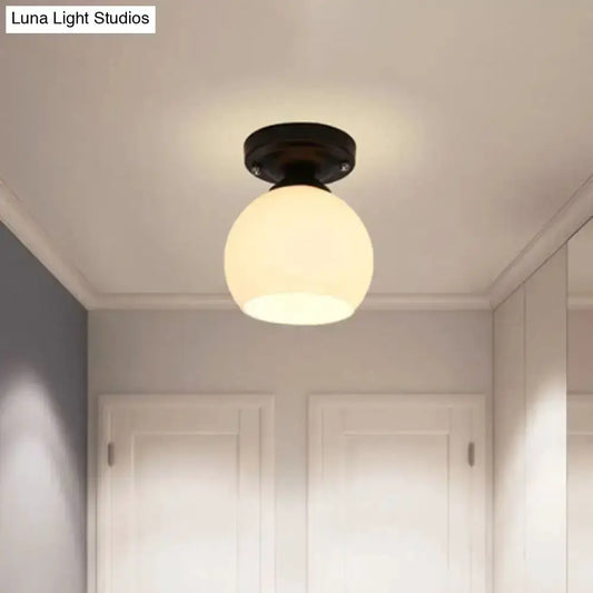 Vintage Style Semi-Flush Ceiling Light with black finish and opal glass shade, 1-light on Tampa Home & Garden Store