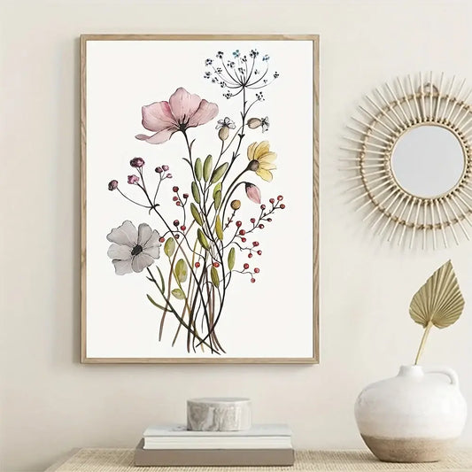 Watercolor Flower Posters Set: Botanical Canvas Art