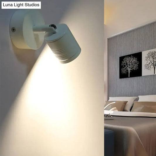 White Cylinder LED Wall Sconce Lamp for Bedside - Simple Style Metal Light Fixture in Warm/White Light - Tampa Home & Garden Store