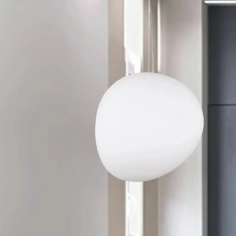 White glass oval ceiling pendant light kit with dual silver cords by Decorbites on Tampa Home & Garden Store