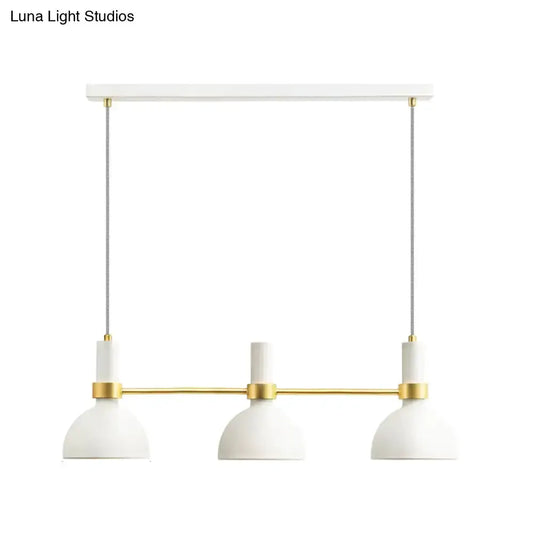White Island Pendant Light with 3 Downlights, white domes on a gold bar, Decorbites ceiling on Tampa Home & Garden Store
