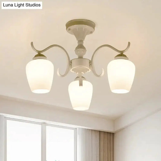 Decorbites three-light white opaline glass cone ceiling lamp with curved arms on Tampa Home & Garden Store