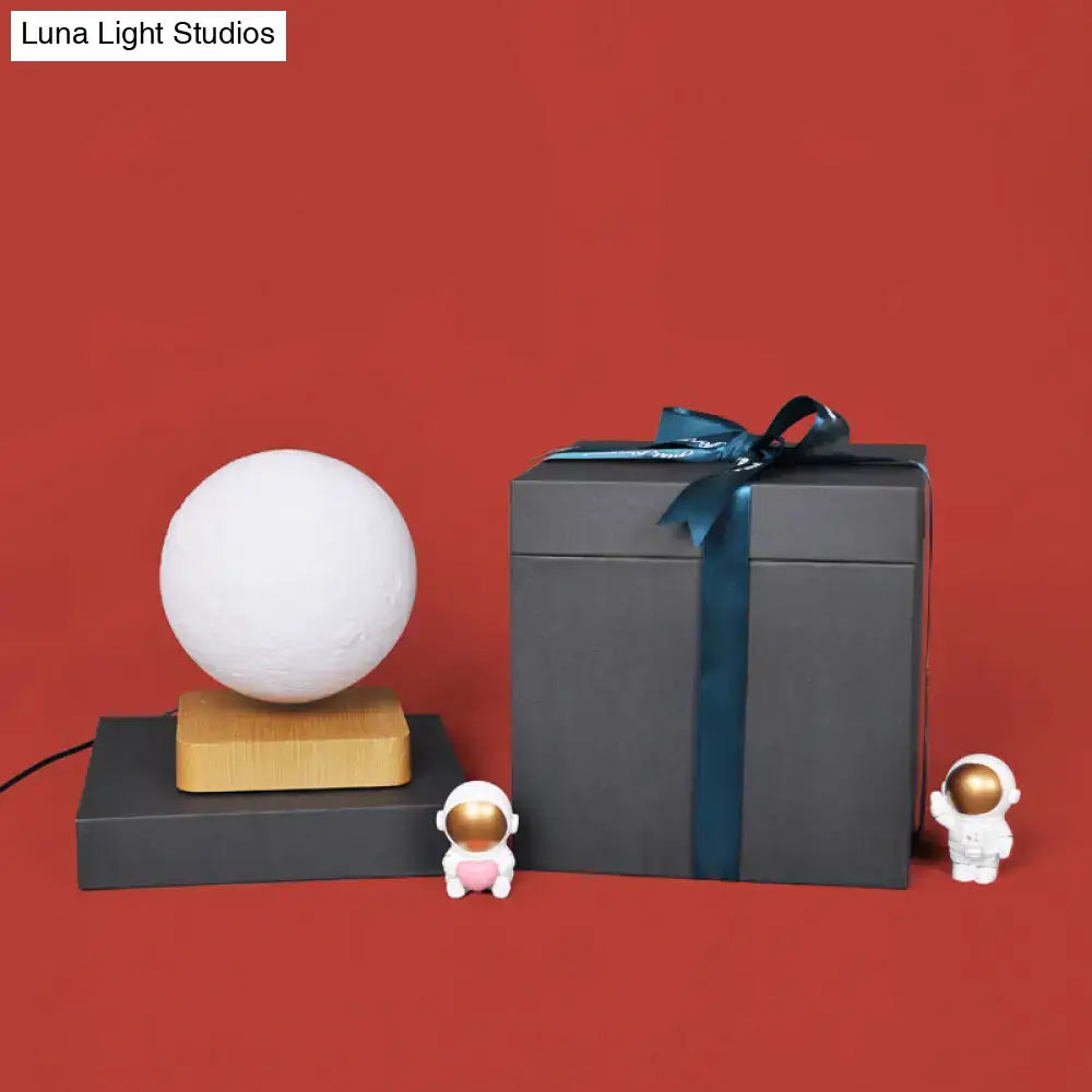 White Plastic Moon LED Nightstand Lamp for Child's Room - Decorative Maglev Table Light