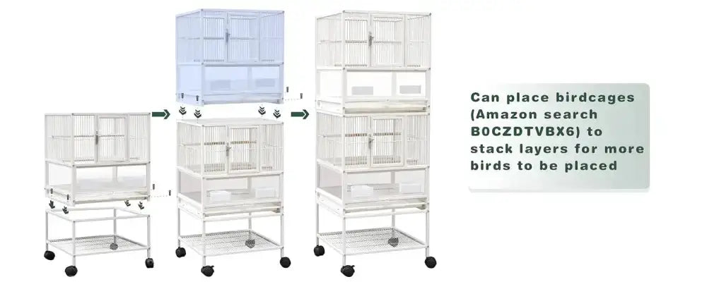 Wrought iron bird cages for conures and lovebirds, white, 30-inch, set of four on wheeled stands on Tampa Home & Garden Store