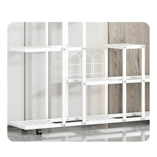 Wrought Iron Plant Stand With Wheels white multi-tier rack Decorbites on Tampa Home & Garden Store