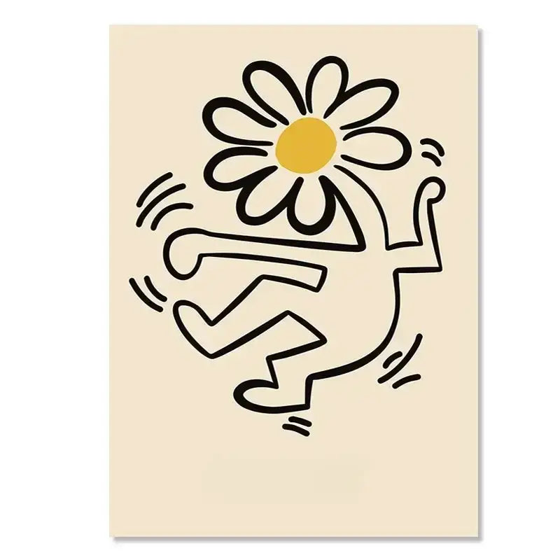 Arte en lienzo floral naranja inspirado en Yayoi Kusama
