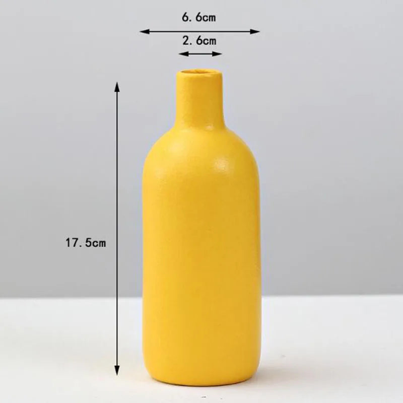 Yellow Porcelain Flower Vase for Home Decor