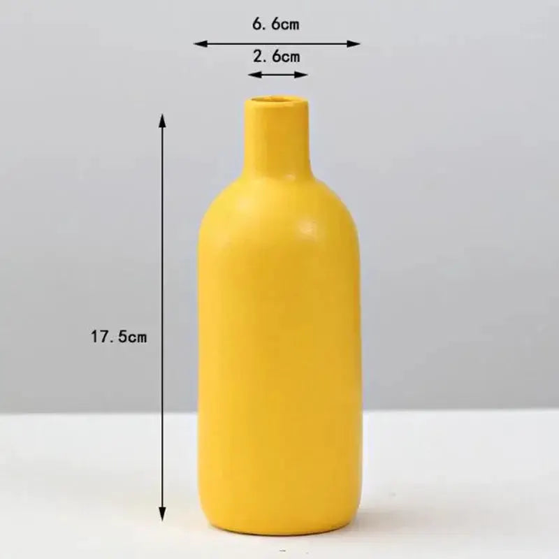Yellow porcelain flower vase with slim neck by Decorbites, 17.5 cm tall on Tampa Home & Garden Store