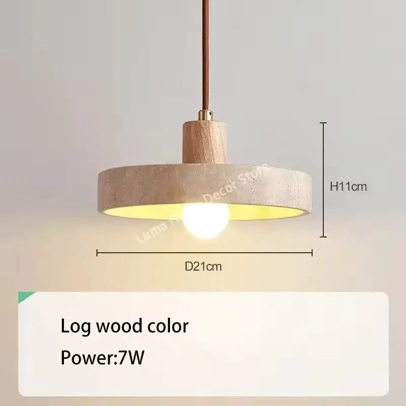 Yellow travertine pendant light for island with wood top and stone shade Decorbites on Tampa Home & Garden Store