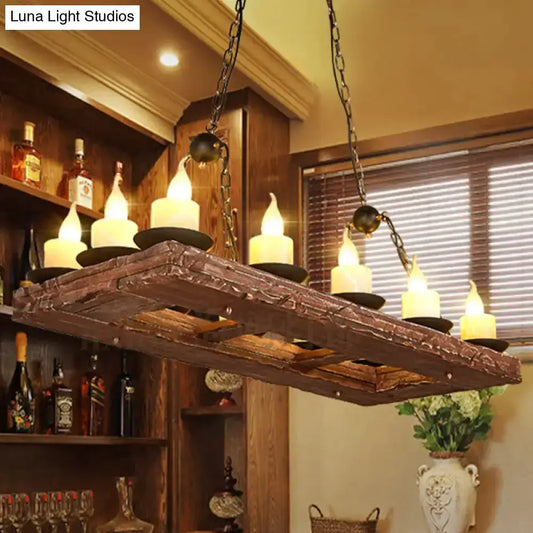 Yellow distressed wood island pendant light with 14 bulbs by Decorbites ceiling fixture on Tampa Home & Garden Store