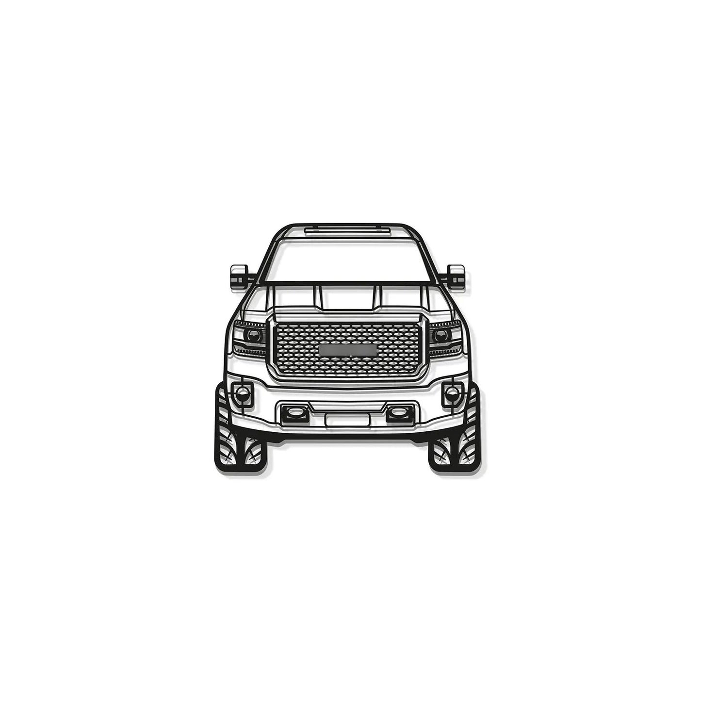 Denali Sierra 3500HD metal wall art front view black line art Modello Turbo decor on Tampa Home & Garden Store