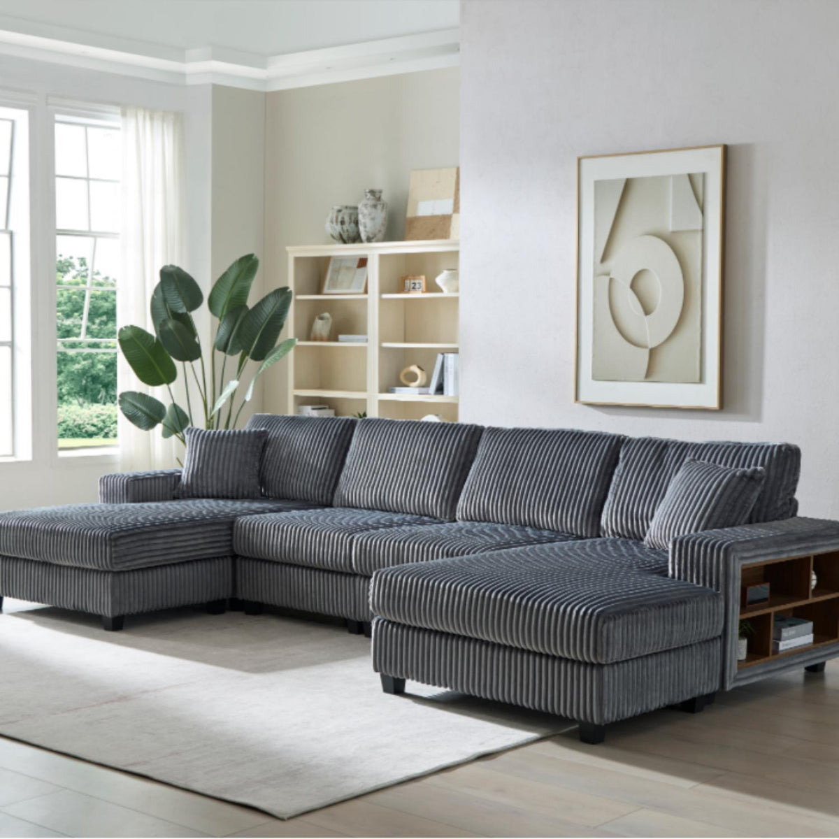 U Shaped Convertible Sofa And Large Living Room