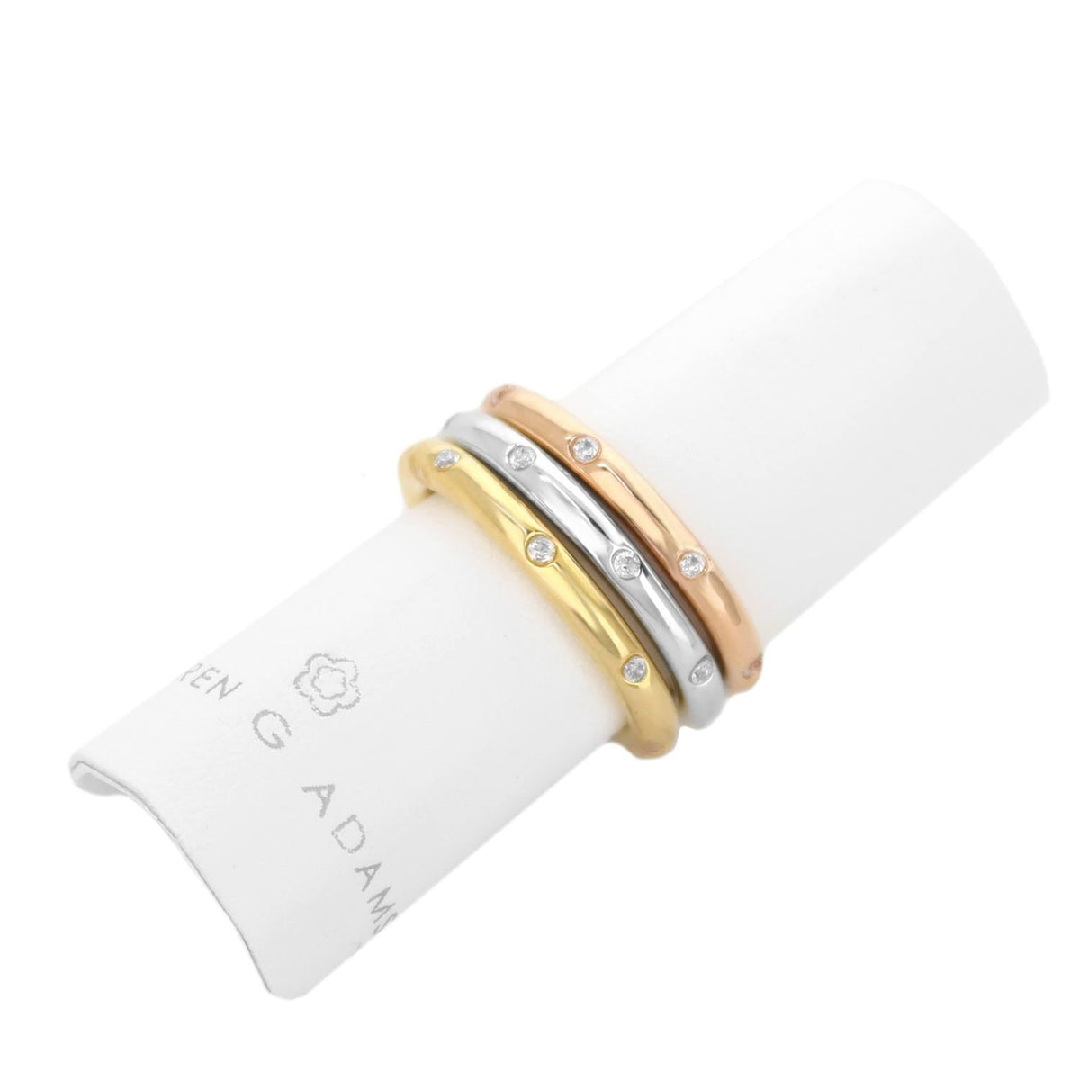 Single or Multiple Ring Display three yellow white rose gold diamond rings by Lauren G Adams on Tampa Home & Garden Store