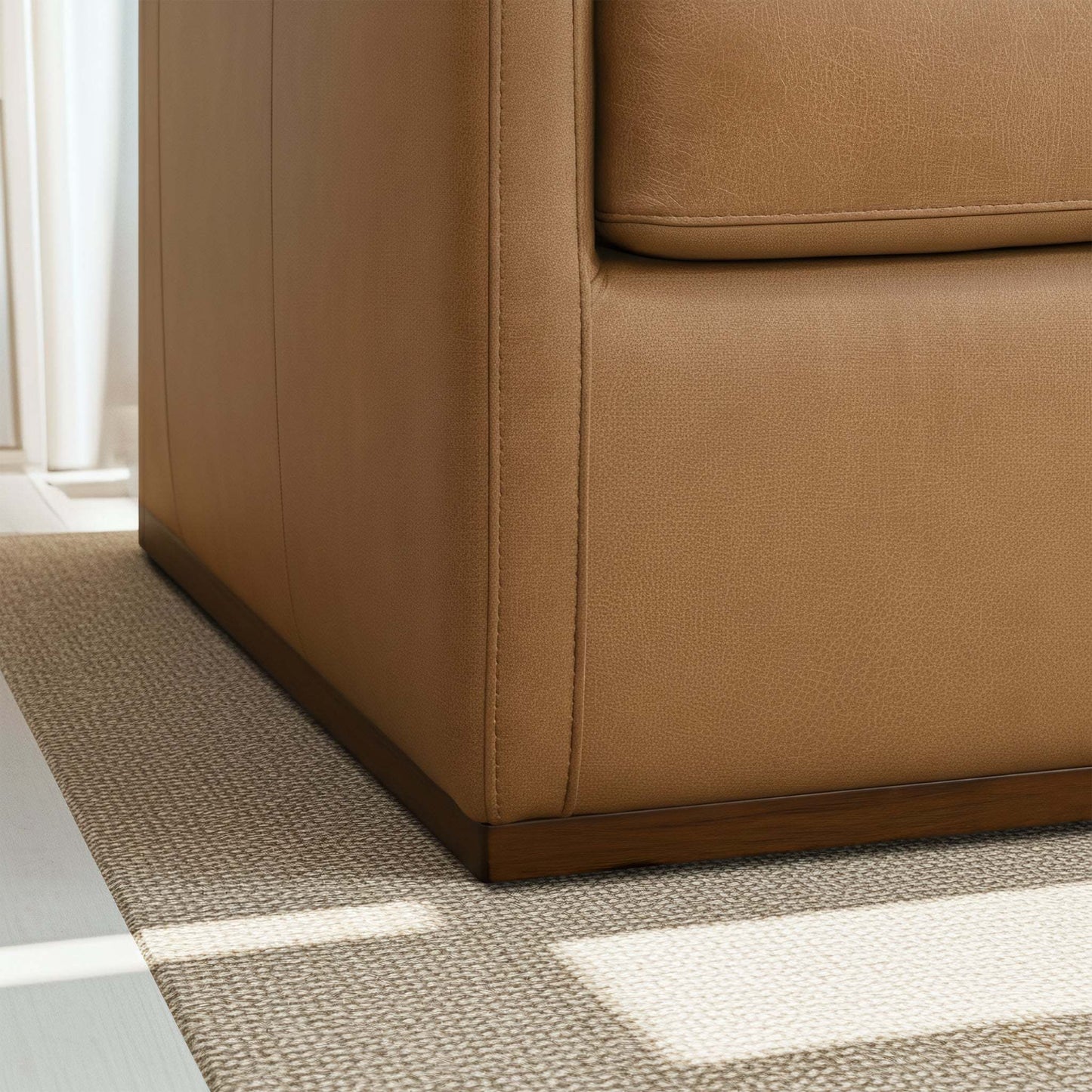 Darien Tan Leather Swivel Chair tan leather with stitched seams and wood base HouseOfZazla on Tampa Home & Garden Store