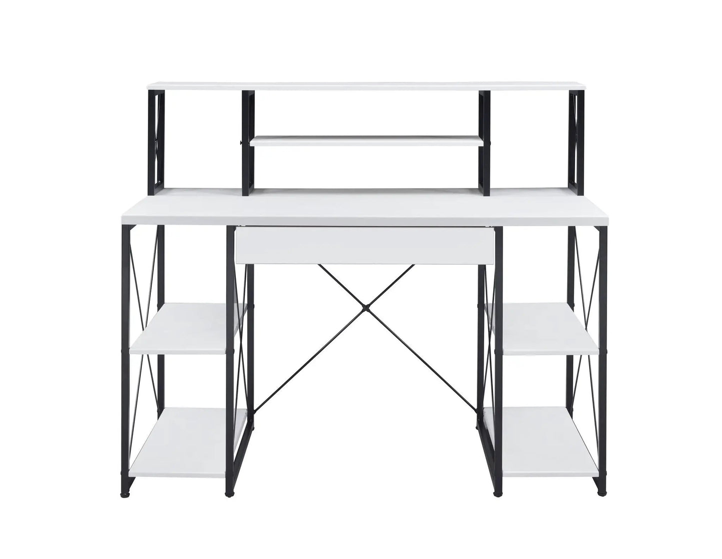 Amiel All Purpose Writing Desk white top and black metal frame from Unique Piece Furniture on Tampa Home & Garden Store