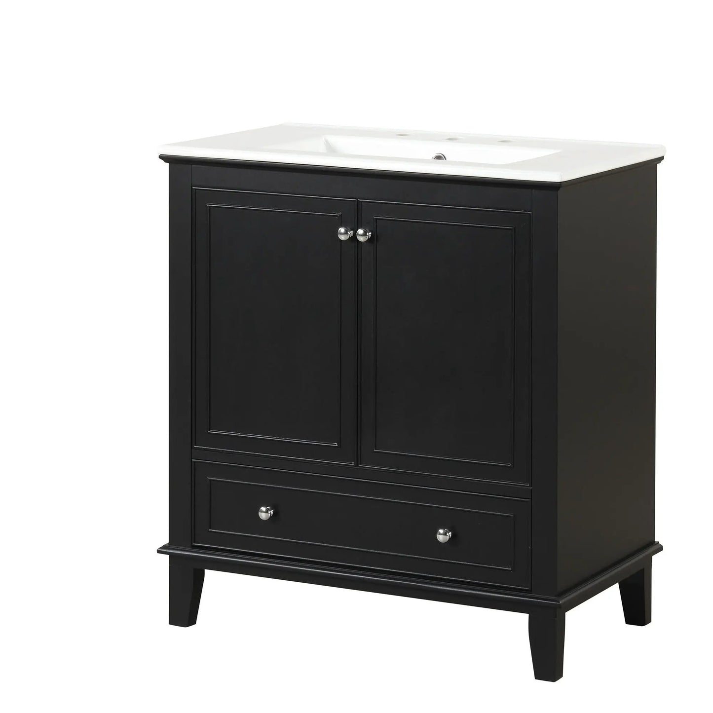 30in black bathroom vanity with white sink top, doors and drawer, Unique Piece Furniture on Tampa Home & Garden Store
